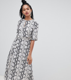 Платье миди с принтом под кожу змеи Miss Selfridge-Серый