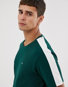 Зеленая футболка с полосками на рукавах Celio-Зеленый