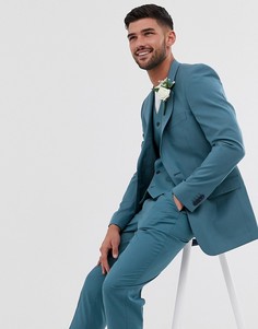 Синий приталенный свадебный пиджак ASOS DESIGN