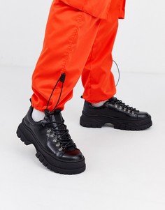 Черные ботинки из искусственной кожи на массивной подошве ASOS DESIGN-Черный