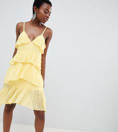 Платье мини на бретелях с оборками Vero Moda Petite-Желтый