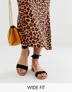 Сандалии для широкой стопы с завязками ASOS DESIGN-Черный