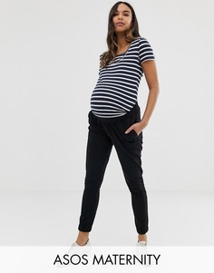 Супероблегающие джоггеры с посадкой под животом ASOS DESIGN Maternity-Черный