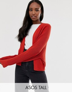 Кардиган из переработанных материалов в рубчик ASOS DESIGN Tall-Красный