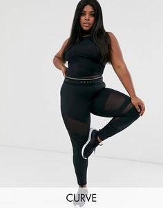 Леггинсы с сетчатыми вставками ASOS 4505 Curve-Черный