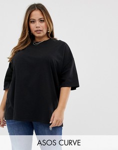 Черная выбеленная oversize-футболка ASOS DESIGN Curve-Черный