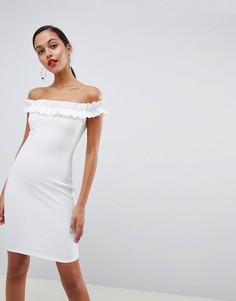 Белое облегающее платье с широким вырезом Outrageous Fortune-Белый