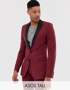 Бордовый пиджак-смокинг супероблегающего кроя ASOS DESIGN Tall-Красный