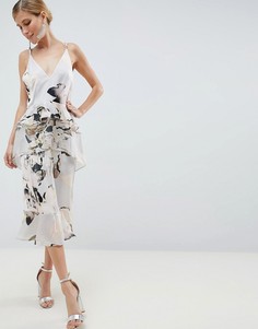 Воздушное платье миди с цветочным принтом ASOS DESIGN-Мульти