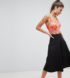 Укороченные брюки с широкими штанинами ASOS DESIGN Petite-Черный