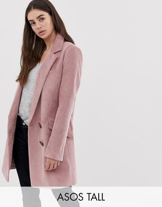 Вельветовое пальто бойфренда ASOS DESIGN tall-Розовый