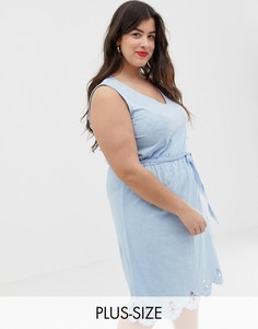 Платье с вышивкой ришелье Junarose-Синий