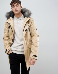 Oversize-парка из прочного полиэстера с меховой отделкой D-Struct-Светло-бежевый