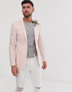 Розовый льняной блейзер облегающего кроя ASOS DESIGN wedding