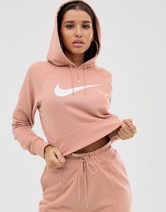 Укороченное oversize-худи с логотипом Nike-Розовый