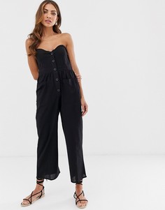 Комбинезон-бандо с пуговицами и карманами ASOS DESIGN-Черный