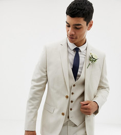 Приталенный пиджак из ткани с добавлением льна Farah wedding эксклюзивно на ASOS-Светло-бежевый