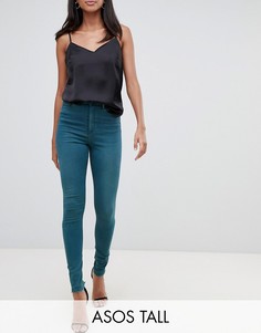 Зеленые джинсы скинни с завышенной талией ASOS DESIGN Tall Ridley-Синий