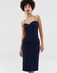 Темно-синее облегающее платье миди River Island-Зеленый