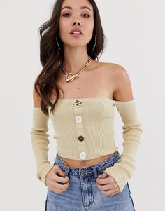 Джемпер с широким вырезом ASOS DESIGN-Светло-бежевый