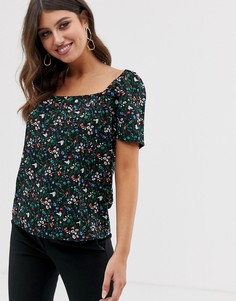Топ с цветочным принтом и квадратным вырезом Vila-Мульти
