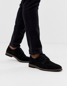 Черные замшевые туфли на шнуровке с контрастной подошвой ASOS DESIGN-Черный