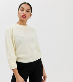 Джемпер с пышными рукавами ASOS DESIGN Petite-Кремовый