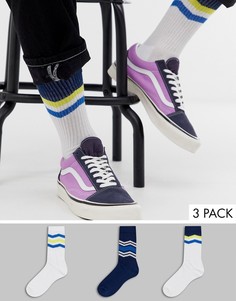 Набор из 3 пар спортивных носков с сине-желтым шевронным узором ASOS DESIGN - Скидка-Мульти