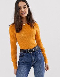 Вязаный джемпер в рубчик ASOS DESIGN-Оранжевый
