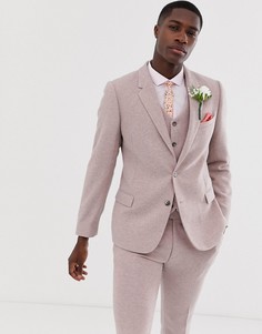 Розовый приталенный пиджак с шевронным узором ASOS DESIGN wedding-Серый
