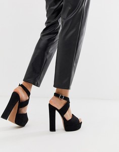 Босоножки на блочном каблуке и платформе ASOS DESIGN Hutchinson-Черный
