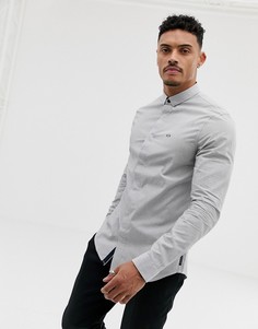 Темно-синяя приталенная рубашка в полоску с логотипом Armani Exchange-Темно-синий