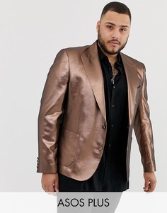 Пиджак скинни медного цвета с эффектом металлик в стиле 70-х ASOS DESIGN Plus-Золотой
