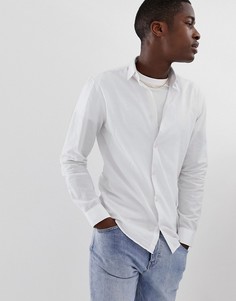 Облегающая льняная рубашка Selected Homme-Белый