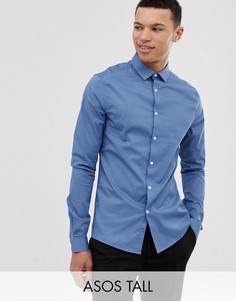 Синяя приталенная рубашка ASOS DESIGN-Синий