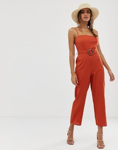 Комбинезон с бретельками и поясом ASOS DESIGN-Оранжевый