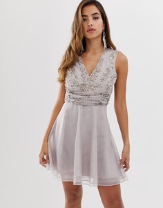 Платье мини с искусственным жемчугом и пайетками на топе ASOS DESIGN-Фиолетовый
