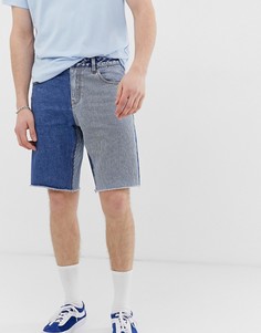 Синие облегающие джинсовые шорты со вставками в полоску ASOS DESIGN-Синий