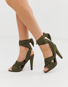 Босоножки на блочном каблуке ASOS DESIGN Husky-Серый