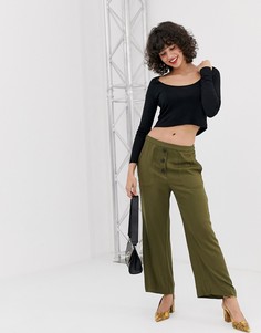 Расклешенные брюки в стиле милитари Vero Moda-Зеленый