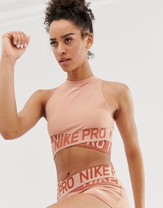 Майка цвета розового золота с перекрещенными элементами Nike Training-Серый