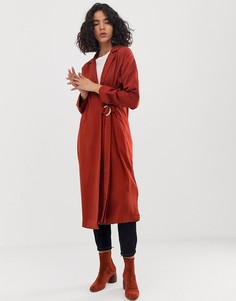 Легкое пальто с поясом и пряжкой ASOS DESIGN-Красный