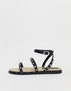 Кожаные эспадрильи с заклепками ASOS DESIGN-Черный