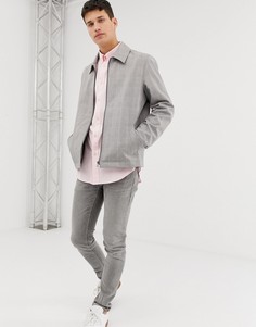 Серая куртка в клетку на молнии ASOS DESIGN-Серый