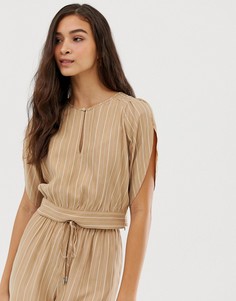 Короткая блузка в полоску Current Air-Коричневый