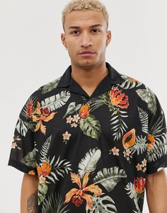 Трикотажное поло с отложным воротником и цветочным принтом ASOS DESIGN-Мульти