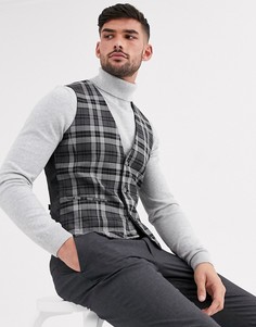 Серый супероблегающий жилет в клетку ASOS DESIGN