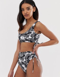 Укороченный бикини-топ с пальмовым принтом ASOS DESIGN-Мульти