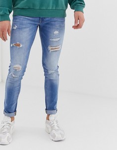 Светло-синие джинсы скинни с рваной отделкой Jack & Jones-Синий