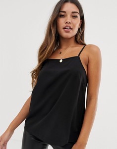 Топ на бретельках с квадратным вырезом и пуговицами сзади ASOS DESIGN-Черный